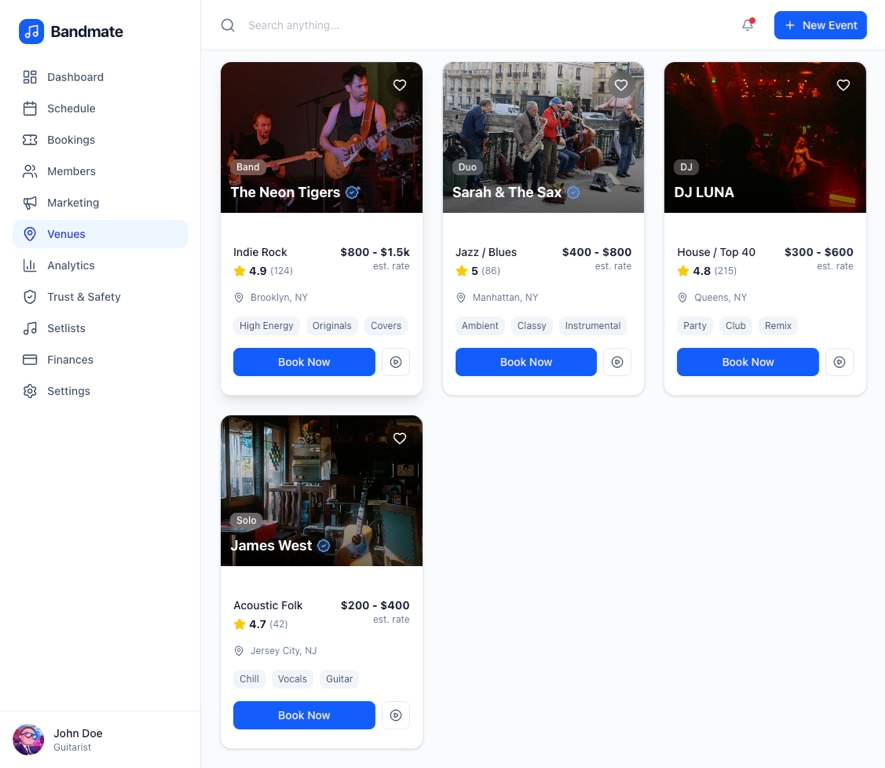 Venue Directory Interface